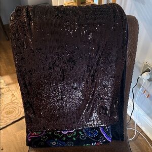 Express Chocolate Sequin Pencil Skirt